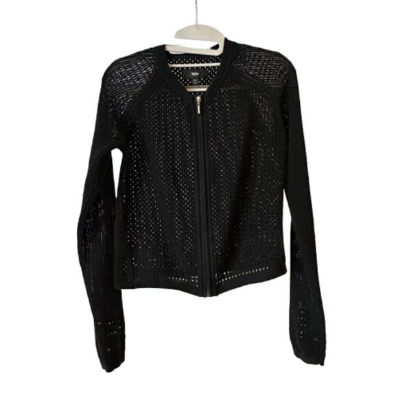 Mossimo Women's XS Black Knit Cropped Zip Up Long Sleeves Sweater Cardigan Top - Picture 4 of 16